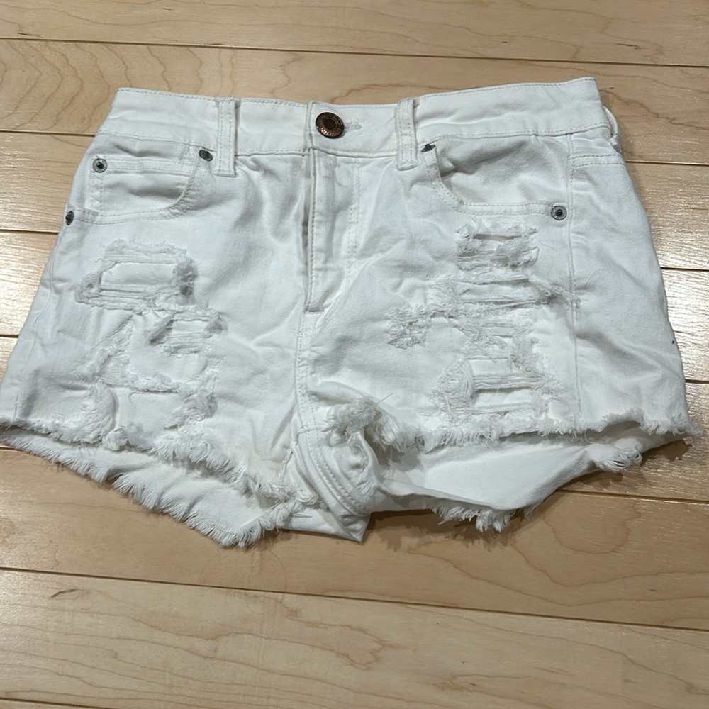American Eagle white denim shorts